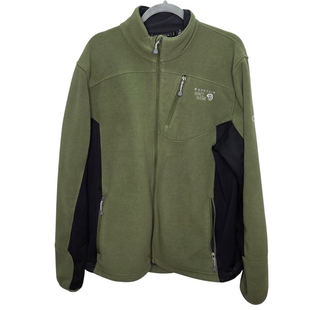 Mountain Hardwear Fleece Jacket Mens XL Green Full Zip Outdoor Hiking Jacket